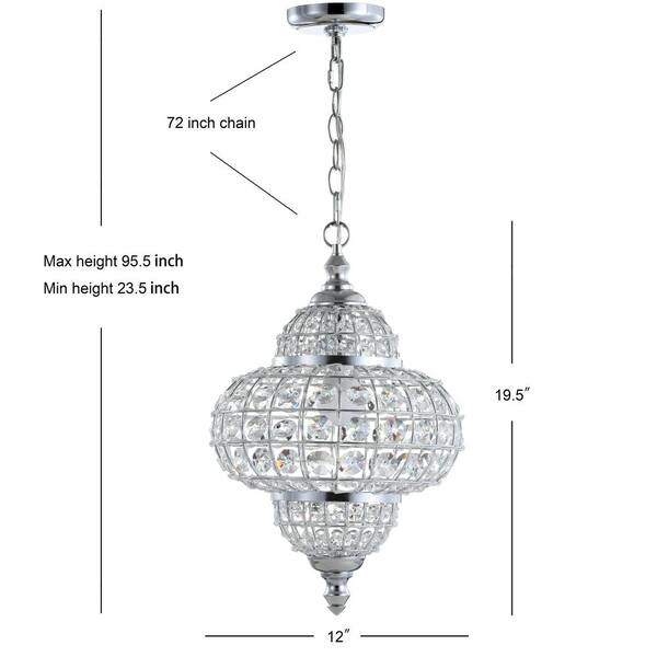 Jonathan Y Juliette 12 In 1 Light Chrome Crystal Metal Led Chandelier Pendant Jyl6111a The Home Depot