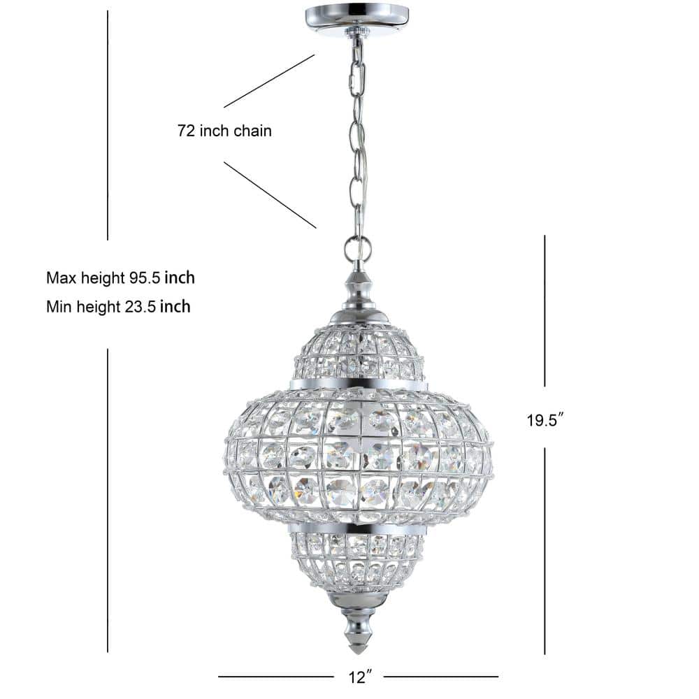 Juliette 19.5" Chrome and Crystal Modern LED Pendant Light