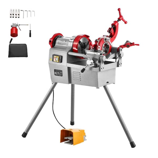 750W 28RPM Electric Threading Cutting Machine, 1/2 to 2 in. Pipes Threading Cutter Tool with Foot Pedal