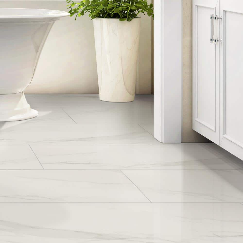 Buy Voyager Blanco 24 In. X 48 In. Matte Porcelain Marble Look Floor 