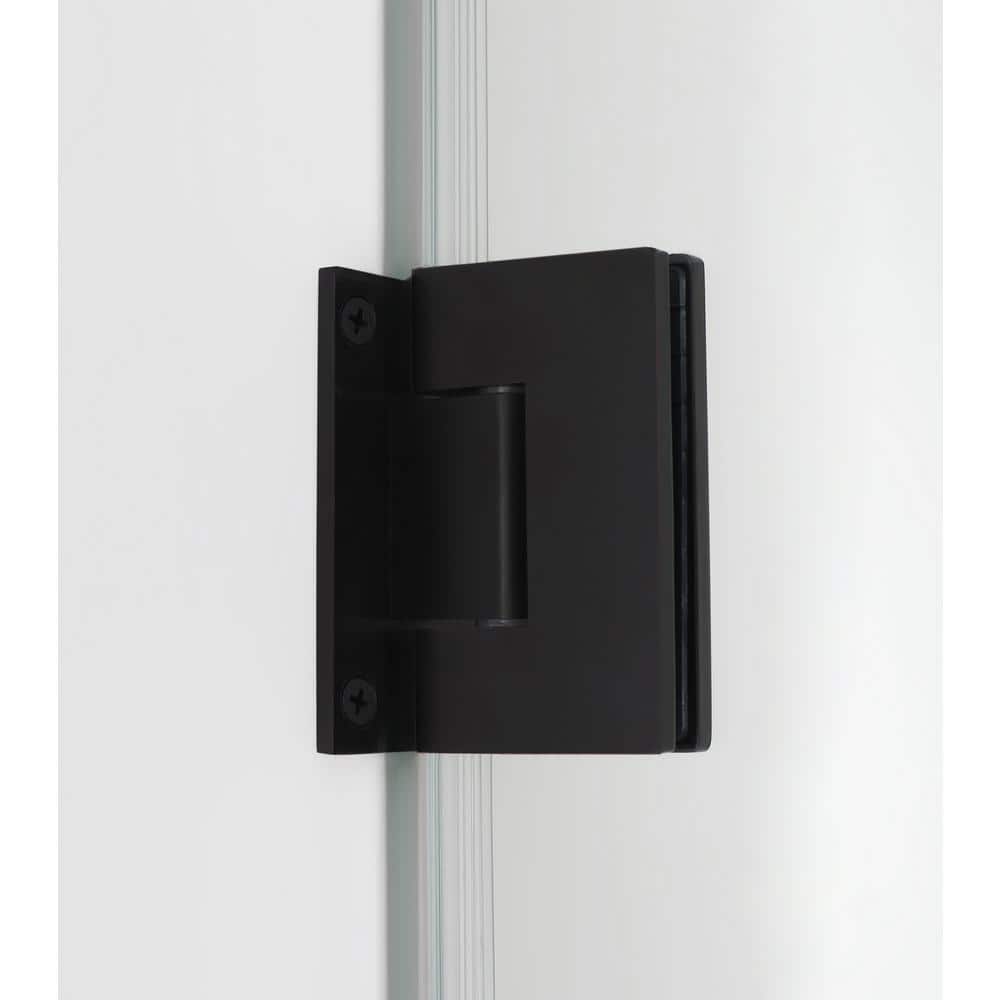 Kinkade 31" Matte Black Frameless Hinged Shower Door with Clear Tempered Glass