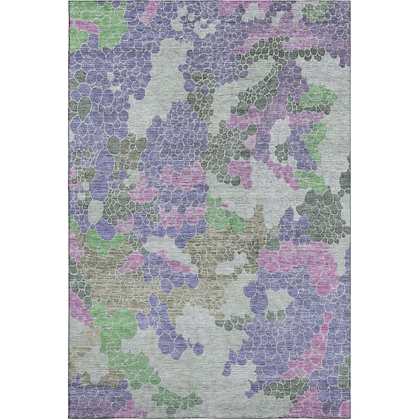 Mayfield Premium Machine Washable Abstract AMF1906 Purple 3 ft. x 4 ft. Area Rug