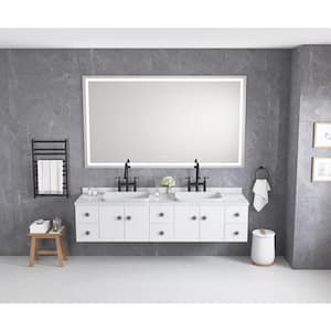 84 in. W x 48 in. H Large Rectangular Frameless Wall Bathroom Vanity Mirror in Silver