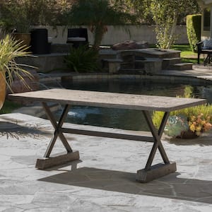 Bennett Brown Rectangle Metal Patio Outdoor Dining Table (Table Only)