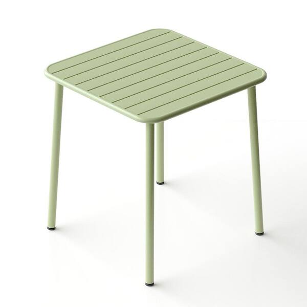 Antique Green Metal Square Outdoor Side Table