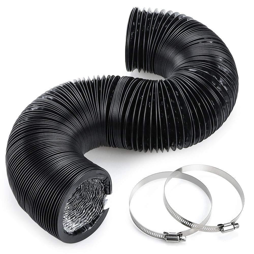 4 in. x 10 ft. Black Dryer Vent Hose Flexible Air Aluminum Ducting Vent Hose, Thick Layer Non-Insulated with 2 Clamps price history on PriceWatchPro