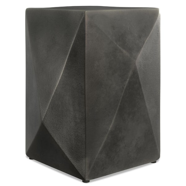 Danner Contemporary 14 in. Wide Square Cast Aluminum Side Table in Graphite, Fully Assembled