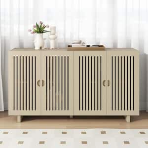 Almond and MDF 60 in. Sideboard with Adjustable Shelves