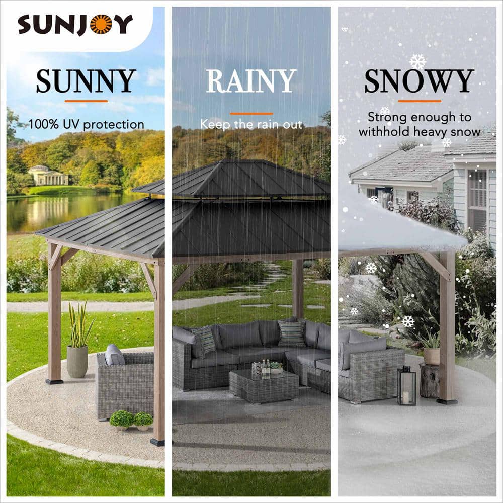 Cedar Framed Brown Steel 13x15 ft. Outdoor Patio Gazebo