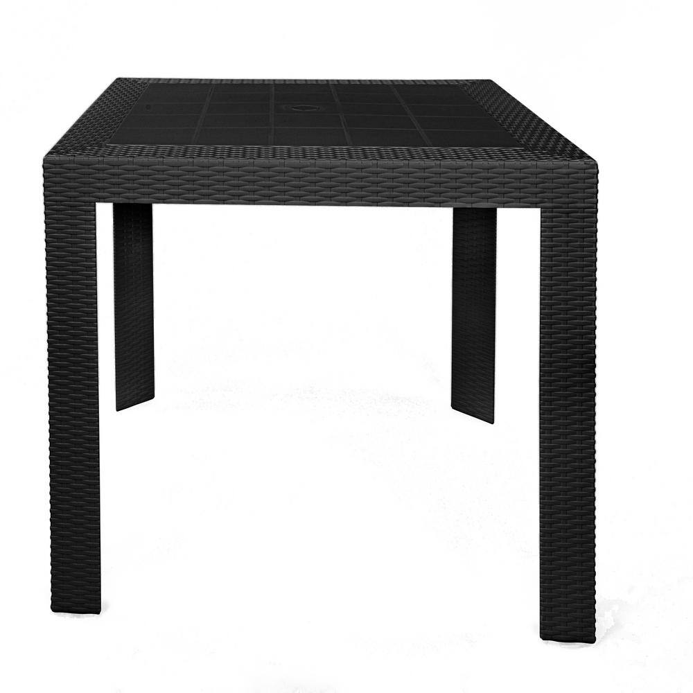 Mace Black Square Weave Design Outdoor Dining Table