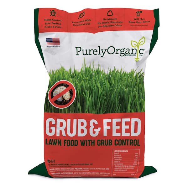 Purely Organic Products 15 lbs. Grub and Feed Lawn Food 10-0-2, Covers 3,000 sq. ft.
