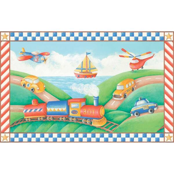 The Wallpaper Company 30.5 in. x 48 in. Primary Colored Transportation Digital Mural