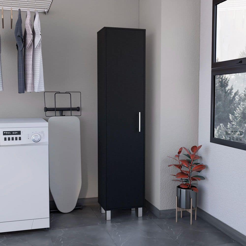 Black 71 in. H Narrow Utility Storage Cabinet with with 5 Shelves and 3 Broom Hooks price history on PriceWatchPro