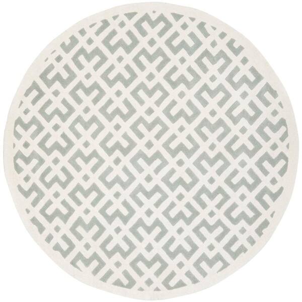 SAFAVIEH Chatham Grey/Ivory 7 ft. x 7 ft. Round Area Rug