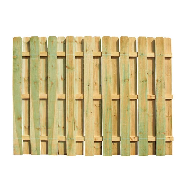 Unbranded 6 ft. H x 8 ft. W Pressure-Treated Pine Shadowbox Fence Panel
