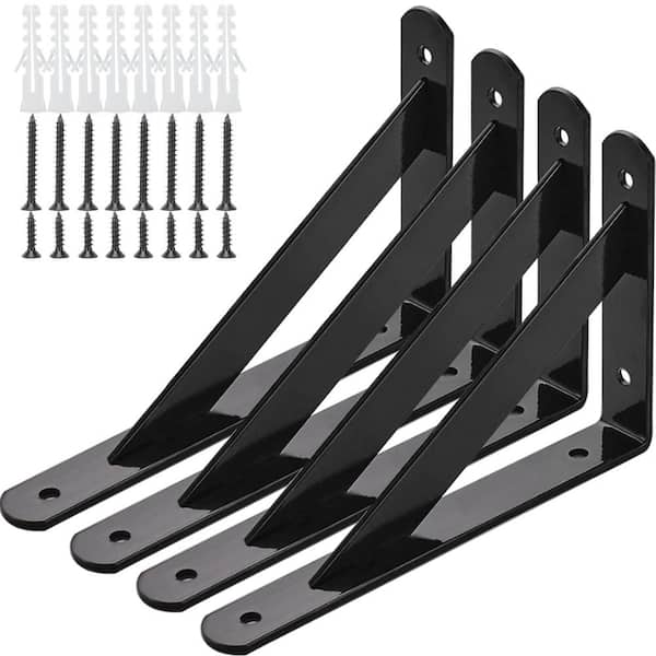 Angel Sar 8 in. Heavy Duty Shelf Brackets, Wall Mount L Steel Bracket for Floating Shelf (4-Pack)
