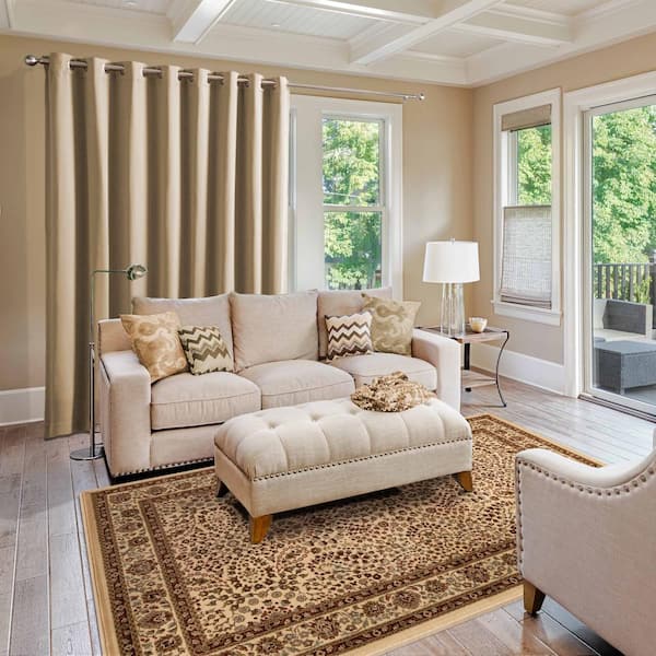 Astral Taupe 7 ft. x 9 ft. Floral Scroll Area Rug