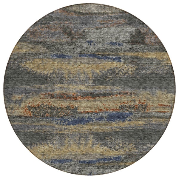 Addison Rugs Chantille Machine Washable Indoor/Outdoor Abstract ACN942 Graphite 8 ft. x 8 ft. Area Rug
