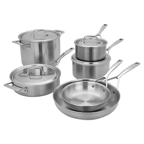 Unbranded Essential 5-ply 10 Piece Stainless steel Cookware Set