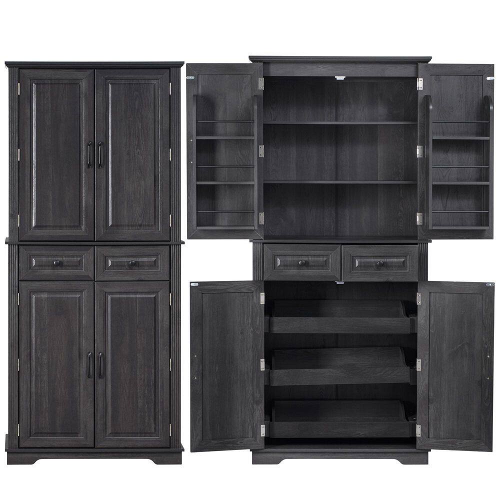 Black MDF 31.5 in. x 71.3 in. Pantry Cabinet with Drawer and Adjustable Shelves price history on PriceWatchPro