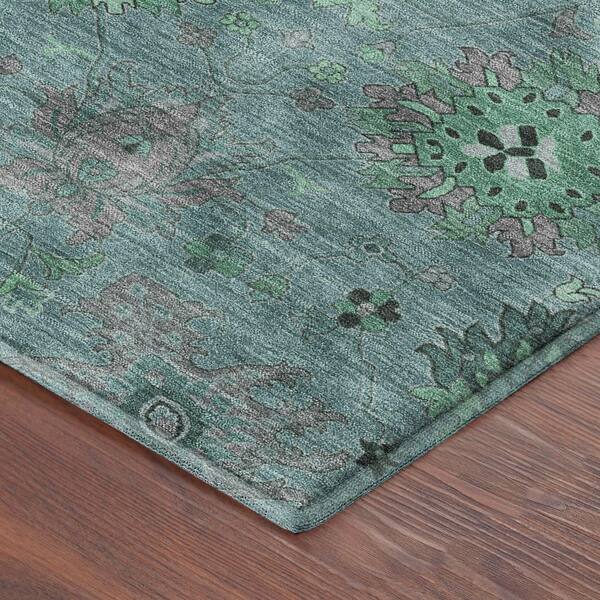 Mayfield Premium Machine Washable Abstract AMF2289 Teal 10 ft. x 14 ft. Area Rug