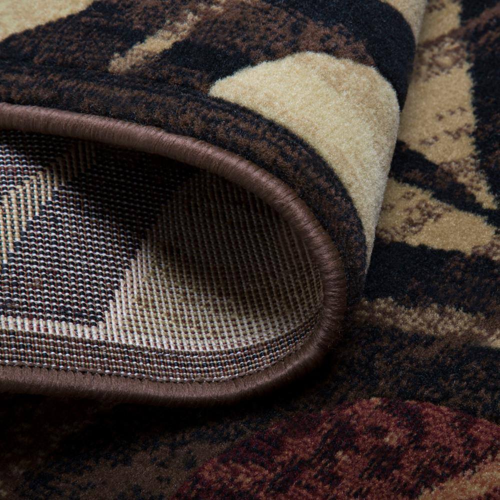 Catalina Black and Brown Abstract Swirl Synthetic Area Rug