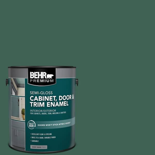 BEHR PREMIUM 1 gal. #M430-7 Green Agate Semi-Gloss Enamel Interior/Exterior Cabinet, Door & Trim Paint