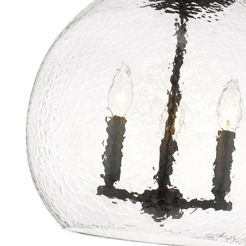 Ariella Matte Black Pendant with Hammered Glass Shade
