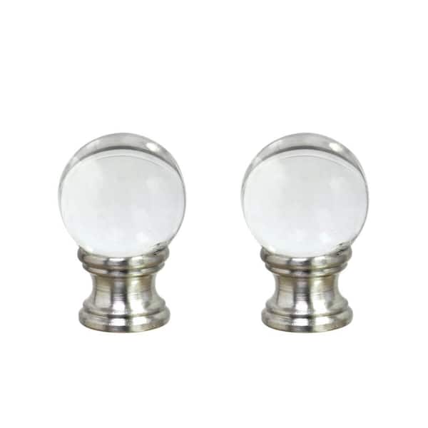 1-1/2 in. Clear Glass Ball Lamp Finial with Nickel (2-Pack)