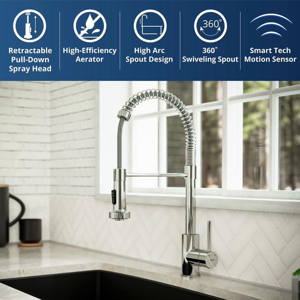 Chrome Touchless Pull-Down Kitchen Faucet with Spray