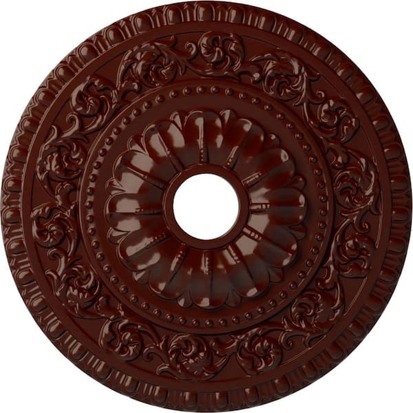 Ekena Millwork 2-1/8" x 23-1/2" x 23-1/2" Polyurethane Vaduz Ceiling Medallion, Brushed Mahogany