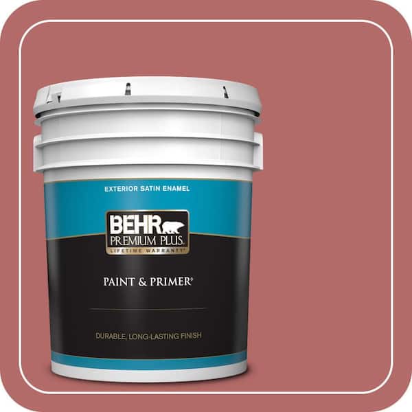 BEHR PREMIUM PLUS 5 gal. #PMD-12 Desert Rose Satin Enamel Exterior Paint & Primer