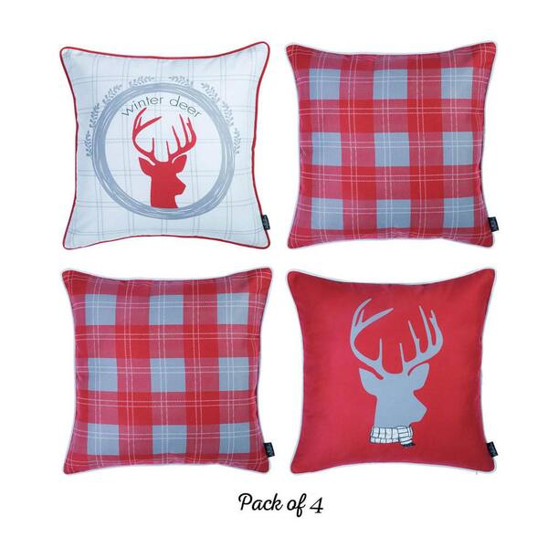 Mike & Co. New York Christmas Themed Decorative Throw Pillow Square 18 in. x 18 in. Multi-Color for Couch, Bedding (Set of 4)