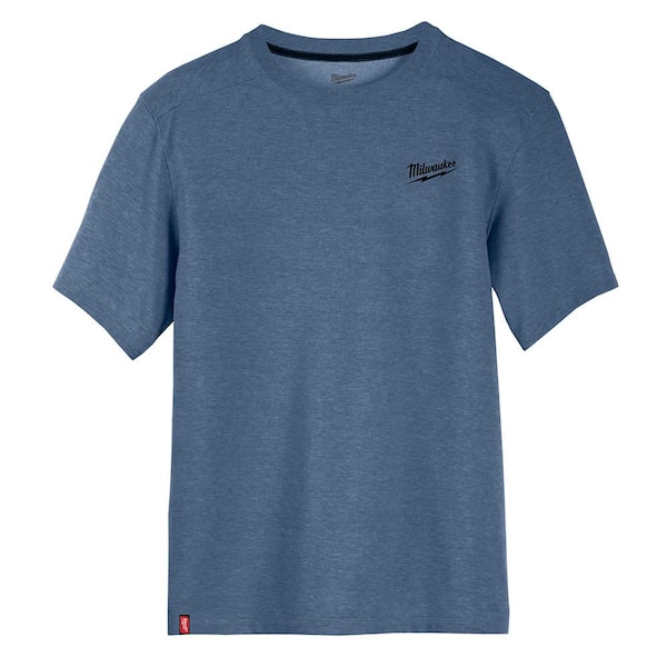 Milwaukee Men's X-Large Blue Cotton/Polyester Short-Sleeve Hybrid Work T- Shirt 603BL-XL - The Home Depot