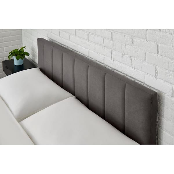 Warrenton Charcoal Gray Upholstered Queen Platform Bed with Channel Tufting (61.2 in W. X 43.3 in H.)