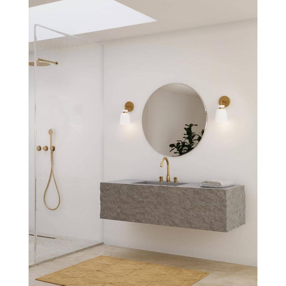 Lexie 5.12 in. 1-Light Brushed Gold Vanity Light with Opal Glass Shade price history on PriceWatchPro