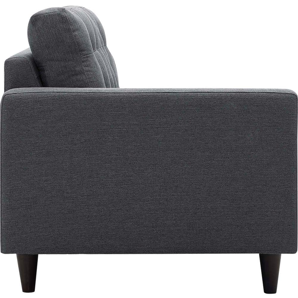Gray Fabric Tufted Loveseat with Wooden Legs and Track Arms