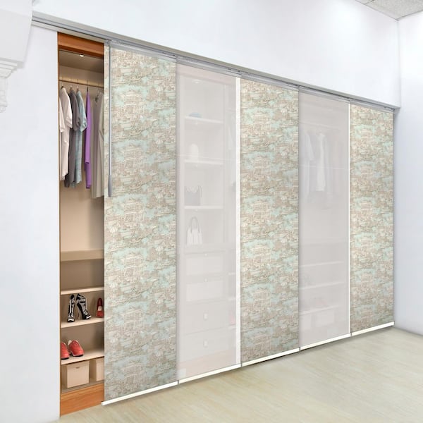 EMOH 5-Panel Single Rail Panel Track Extendable 58 in. -110 in. W x 94 in. H Panel width 23.5 in. Dewy Garden