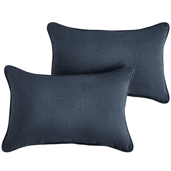 SORRA HOME Sunbrella Revive Indigo Rectangle Outdoor Lumbar Pillow (2-Pack)