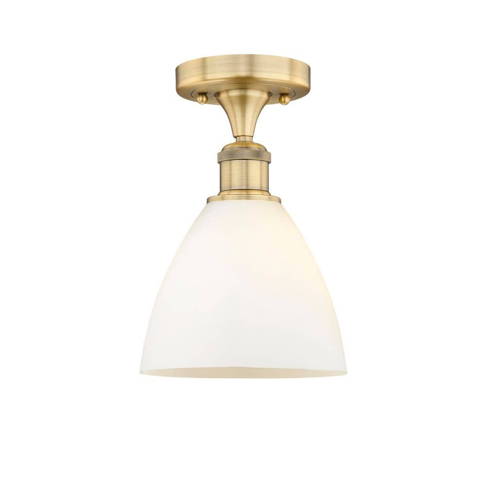 Bristol Glass 7.5 in. 1-Light Brushed Brass Industrial Semi-Flush Mount with Frosted Glass Shade price history on PriceWatchPro