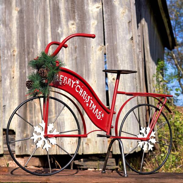bicycle holiday pack ohio 新品 Zaer Ltd. International 25 in. Tall Red Iron Lighted Merry