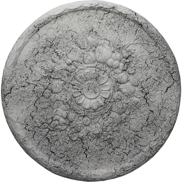 Ekena Millwork 1-1/4 in. x 22-1/2 in. x 22-1/2 in. Polyurethane Anthony Harvest Ceiling Medallion, Ultra Pure White Crackle