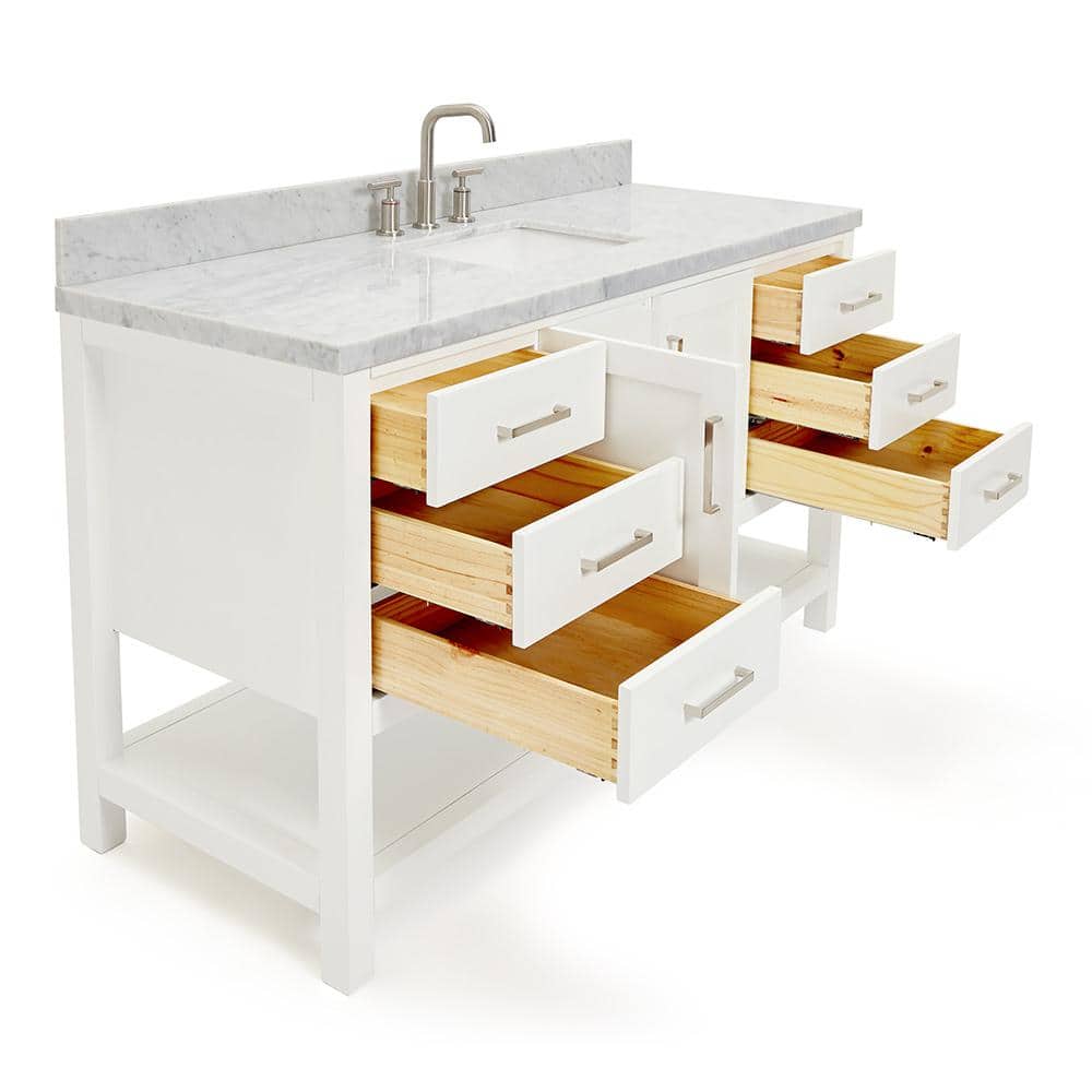 Magnolia 61" White Marble Top Freestanding Bathroom Vanity