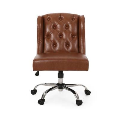 Beltagh Standard Cognac Brown Faux Leather Adjustable Height Task Chair