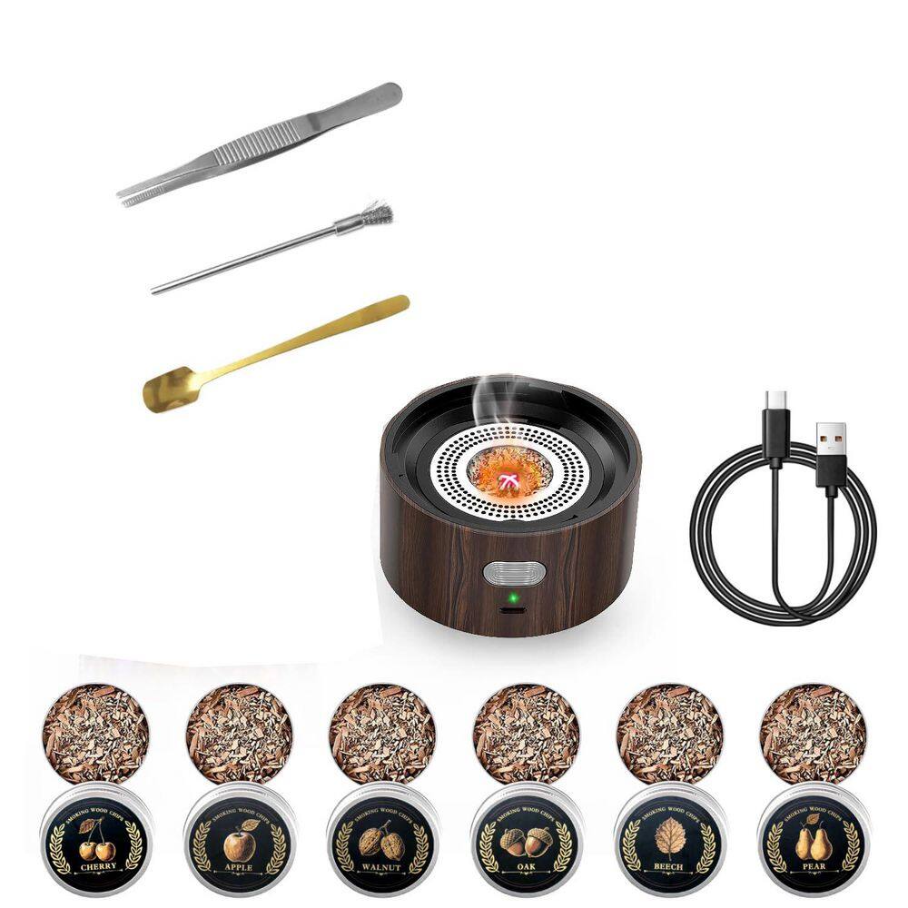 Electric Whiskey Smoker Kit with 6 Flavor Wood Chips Cocktail Drink Smoker Home Bar Accessories Tools Gift (No Butane) price history on PriceWatchPro