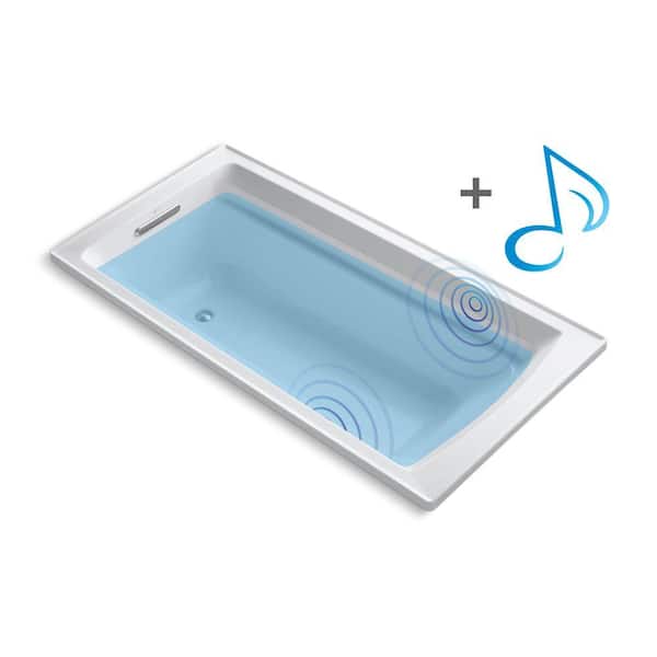 KOHLER Archer 6 ft. Acrylic Rectangular Drop-in Non-Whirlpool Bathtub in White with Wireless Music Kit