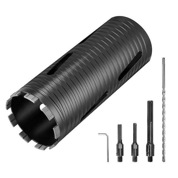 Core Drill Bit, 4 in. Dia 9-1/2 in. Drilling Depth, 5/8-11 Internal Thread, Diamond Dry Coring Bit with 3 Adapters