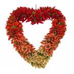 22 in. Height Red Ombre Floral Valentine's Heart Wreath