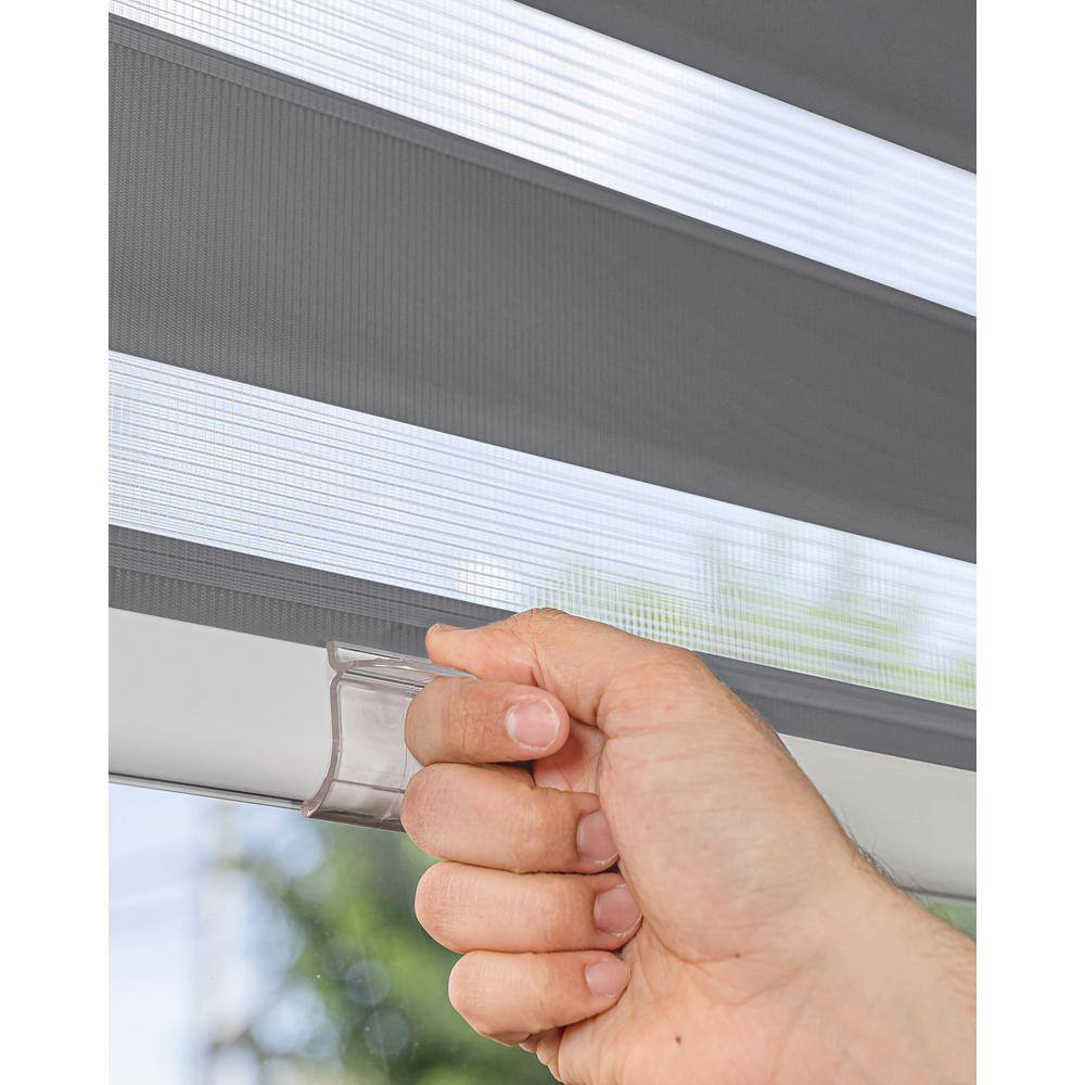 Gray Cordless Light Filtering Zebra Roller Shade 20" x 72"