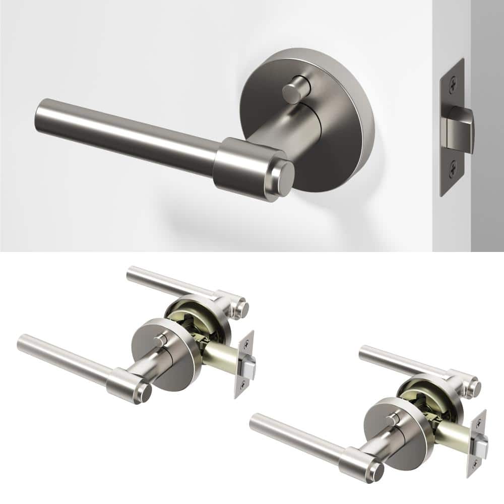 Okun Zen Metal Brushed Nickel Privacy Bed/Bath Round Door Handle with ...